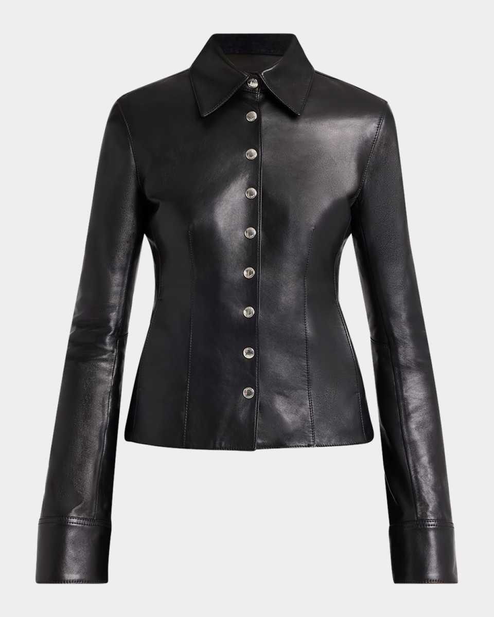 Leather Button-Down Top